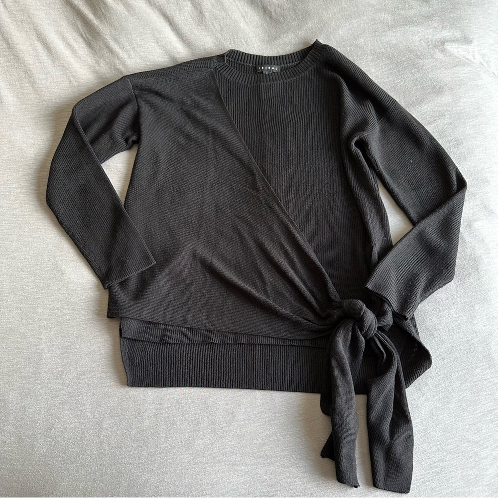 Tribal Long-Sleeve Wrap Crew Neck Sweater